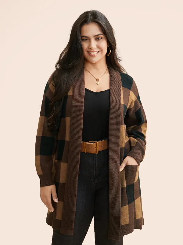 Super Sale Supersoft Essentials Plaid Kimono Collar Cardigan