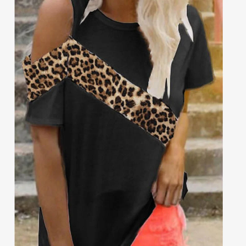Weekend Savings Spectacular Fashion Colorblock Leopard Print Off Shoulder Casual Womens Tops Wholesale T Shirts Weekend Savings Spectacular Fashion Colorblock Leopard Print Off Shoulder Casual Womens Tops Wholesale T Shirts