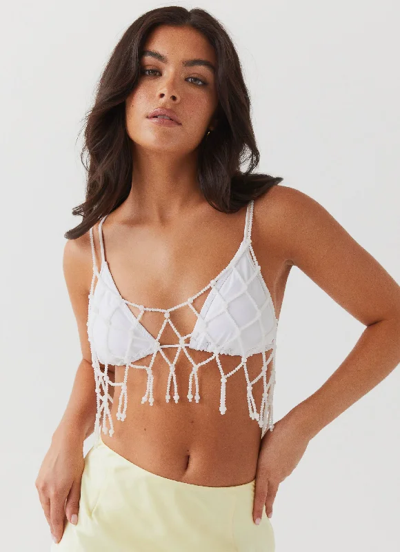 Special Price Constantina Beaded Vest Top - White