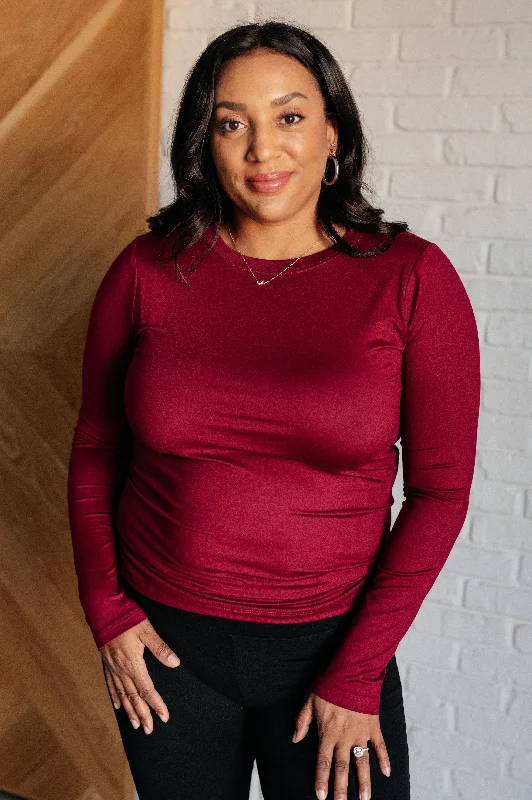 Weekend Savings Fiesta Basically Perfect Brushed Microfiber Tee in Cabernet