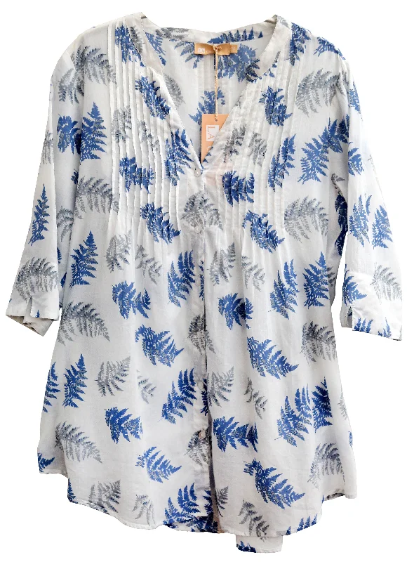 Weekend Savings Galore Pleat Front Printed Cotton Top - Plus Size