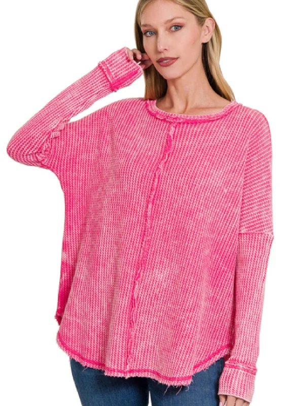 Must-Have Deals DOOR BUSTER: Fuchsia Waffle Knit Top