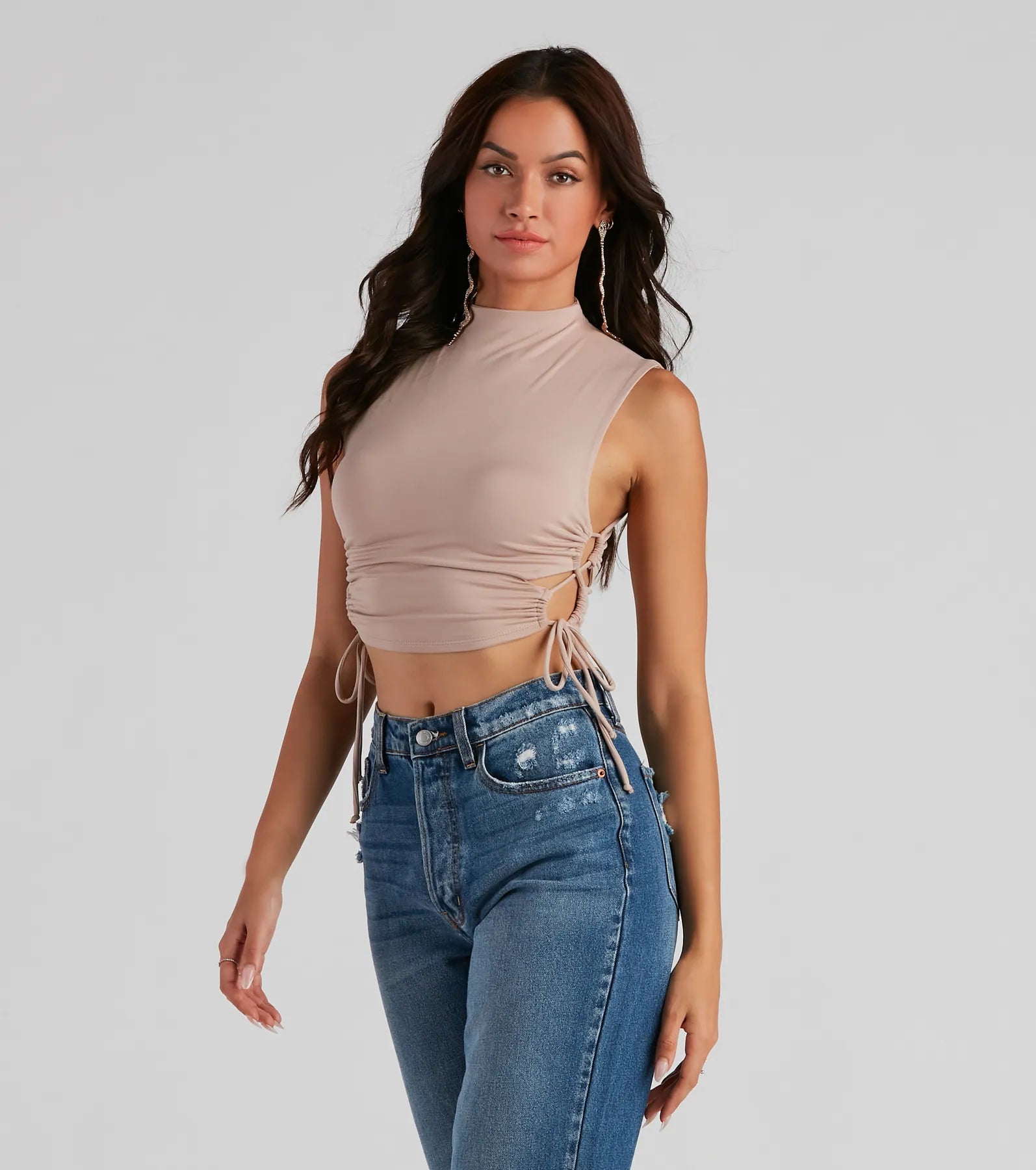Fantastic Savings Love The Look Lace-Up Crop Top