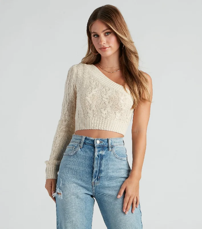 Exclusive Online Offer One Shoulder Bliss Crop Sweater