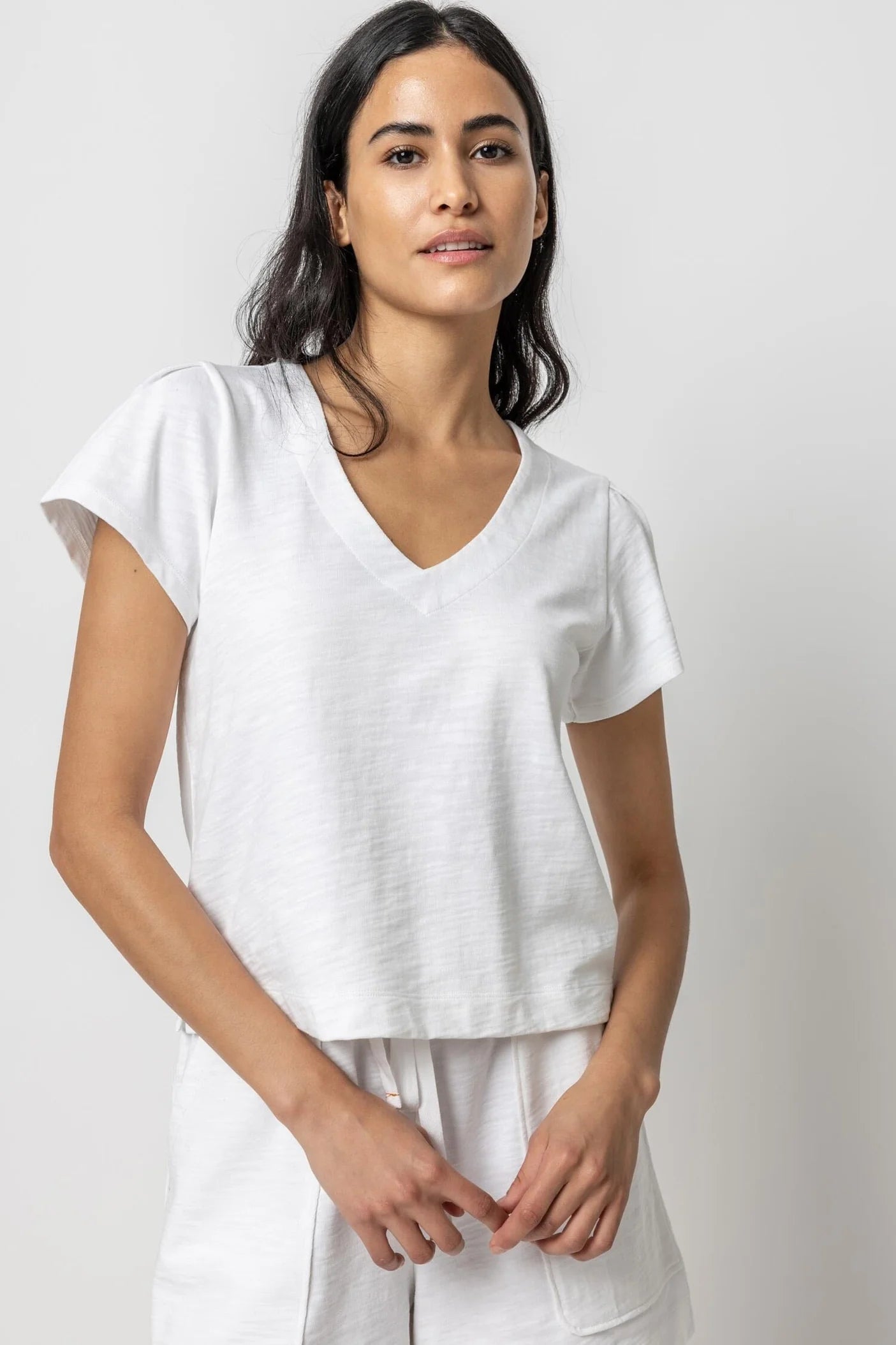 Price Break Pleated Cap Sleeve V-Neck