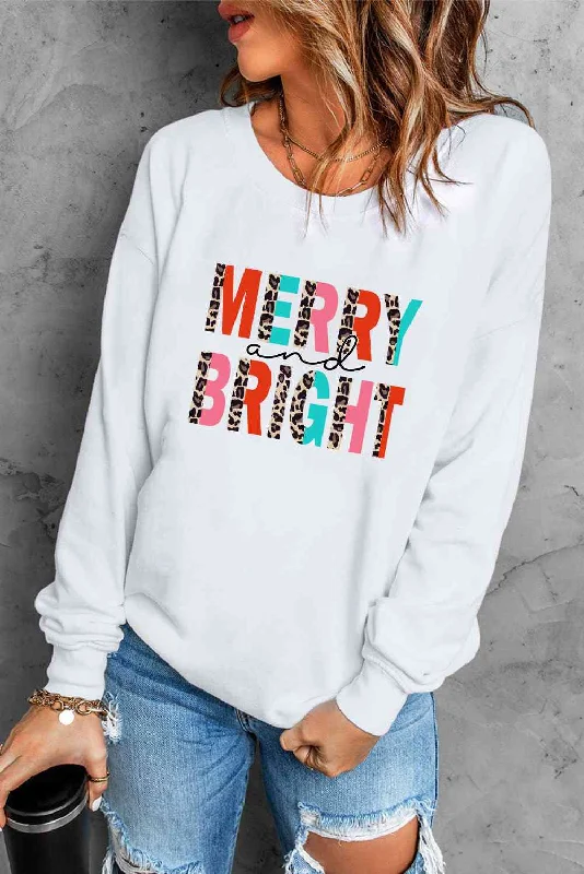 New Arrival MERRY AND BRIGHT Graphic Sweatshirt