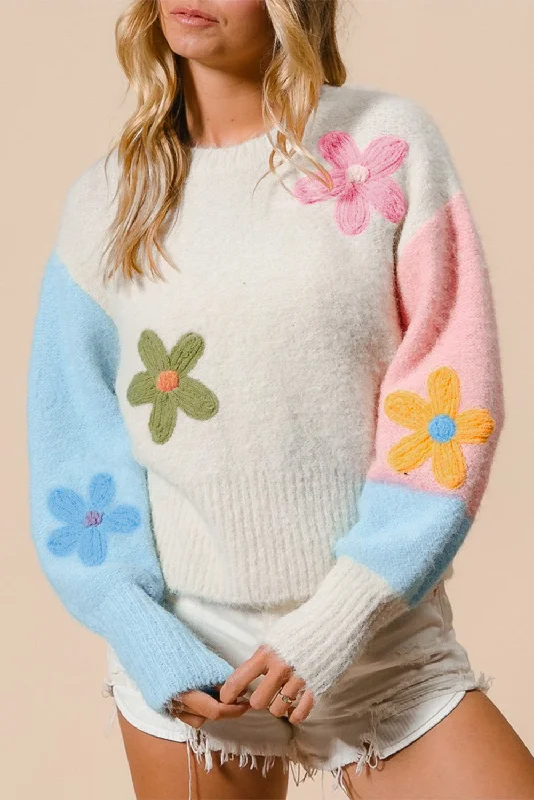 Today’s Deal KaleaBoutique Floral Embroidered Colorblock Fuzzy Drop Shoulder Sweater Today’s Deal KaleaBoutique Floral Embroidered Colorblock Fuzzy Drop Shoulder Sweater