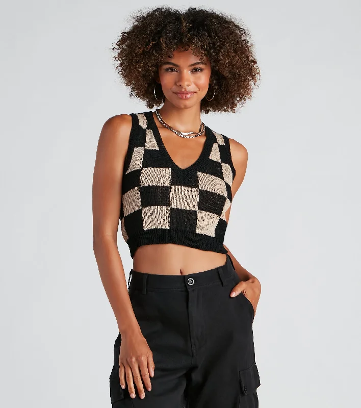 Hurry In Object Of Style Checkered Vest