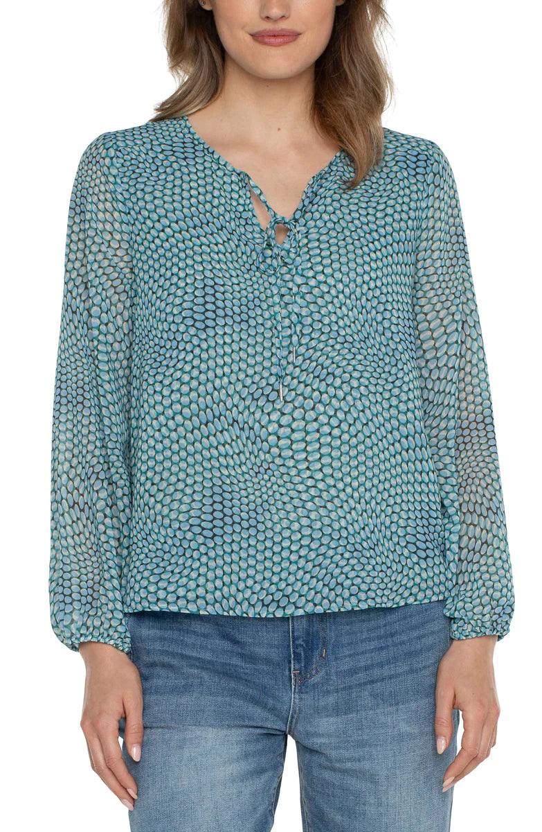Quick Sale Tie Front with Shirred Back Blouse