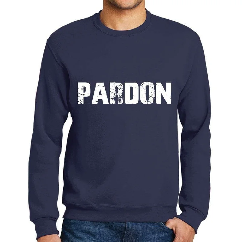 Discount Deals Men's Printed Graphic Sweatshirt Popular Words PARDON French Navy