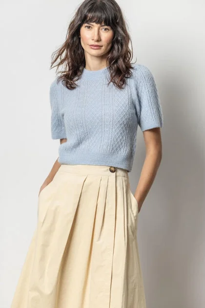 Weekend Shopping Bliss Cropped Cable Sweater in Glacier