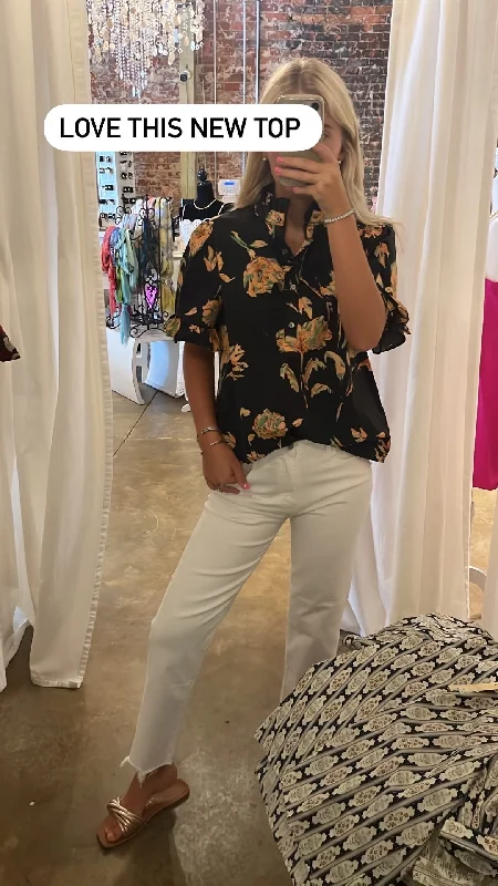 YEAR-End Clearance Molli Black Floral Blouse