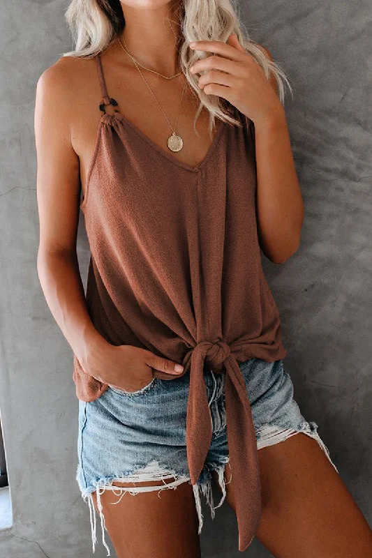 Best Seller Fashion Street Solid Frenulum V Neck Tops
