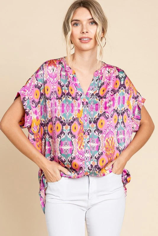 Crazy Deal Take The Lead Satin Button Up Top