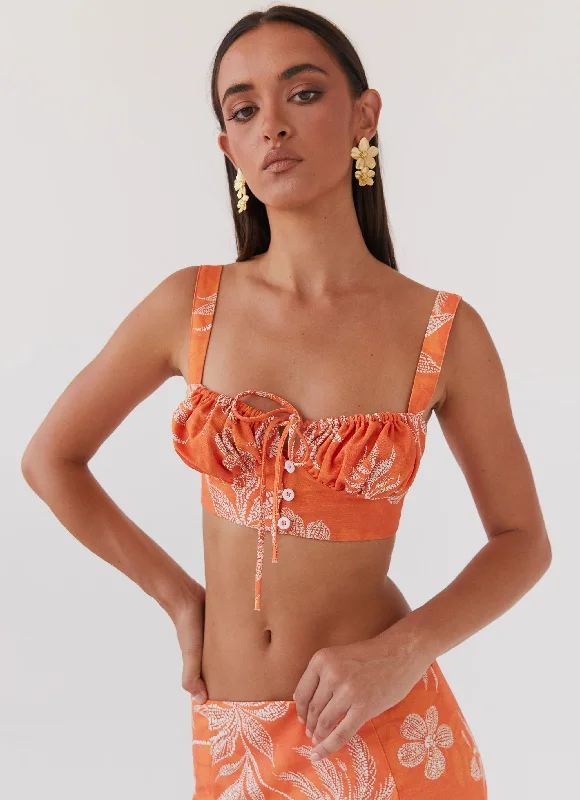 Best Bargains Love From Cabo Linen Top - Tropic Sunset