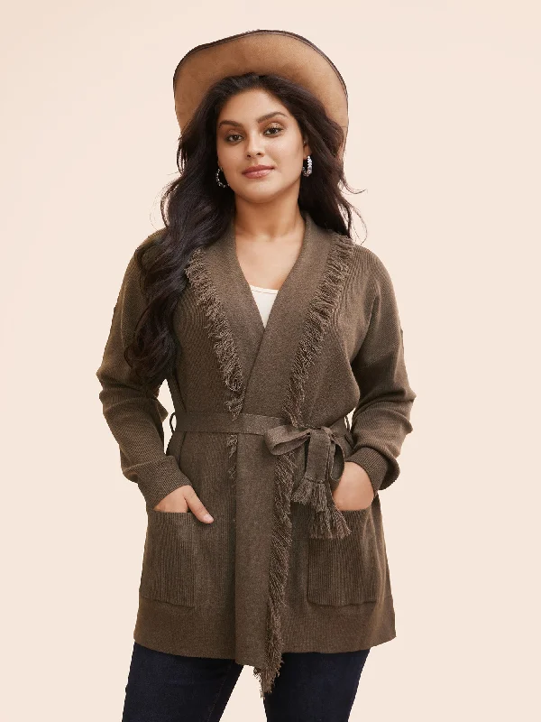 Weekend Discounts to Love Supersoft Essentials Tasseled Neckline Long Cardigan