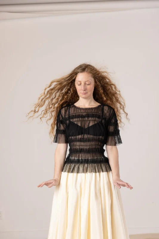 Special Offer Olia Mesh Gather Top - Black