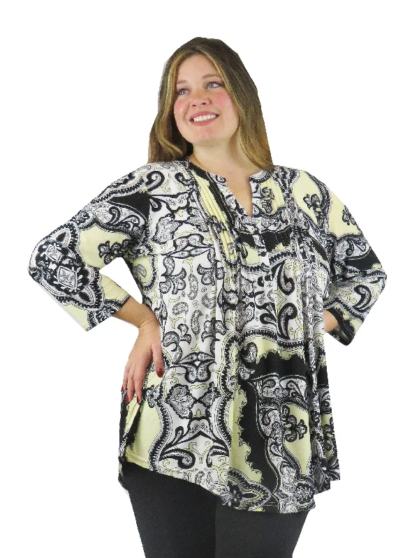 Exclusive Deal Plus Size La Cera Park Paisley Print Tunic