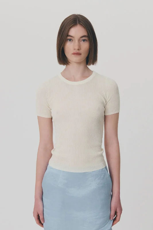 Special Discount Rib Knit Tee - Bone