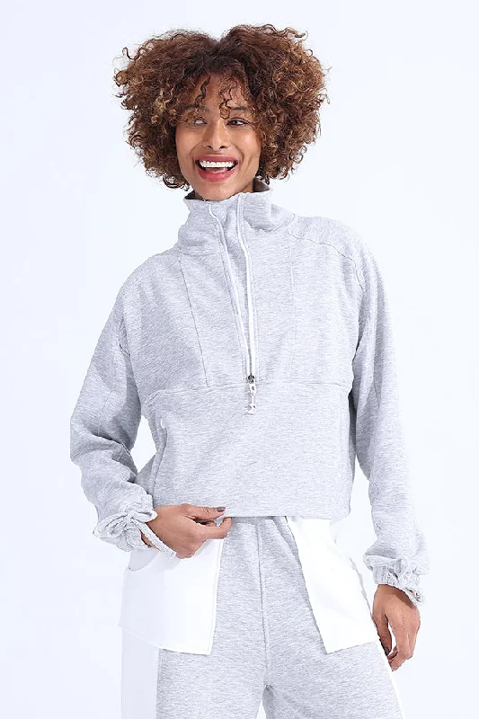 Super Sale Gray Modal Zip Sweatshirt