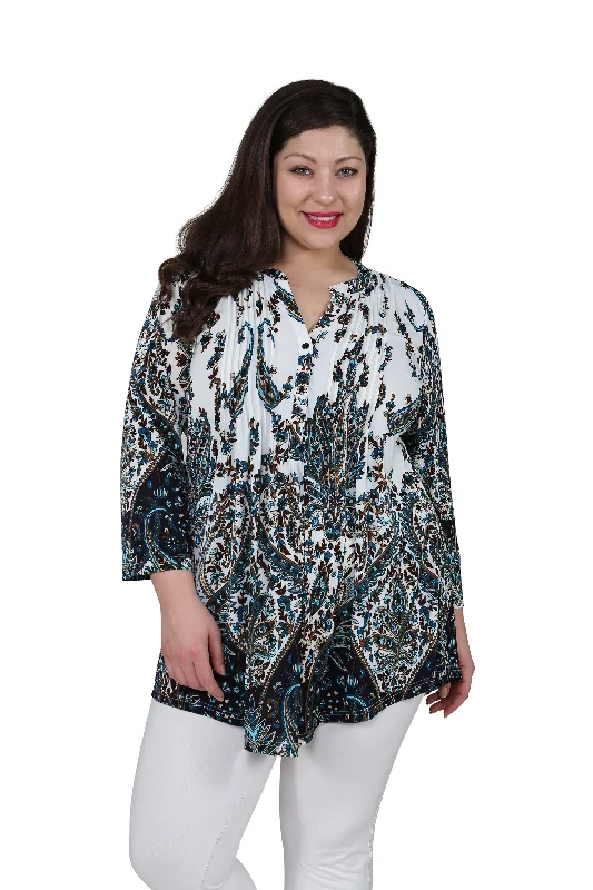 Online Exclusive Plus Size La Cera Pleat Front Paisley Tunic