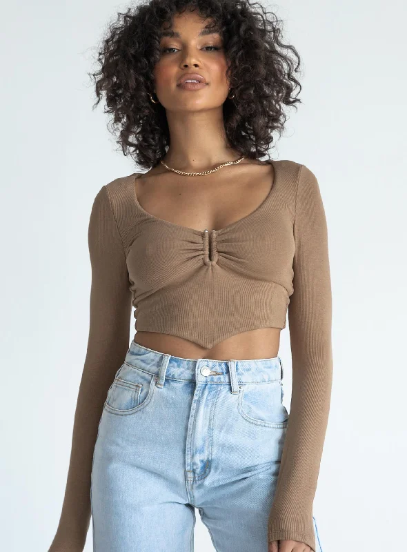 Daily Special Phillipa Long Sleeve Top Brown