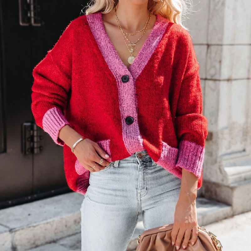 Take Advantage Color Blocking Wholesale Cardigan For Women