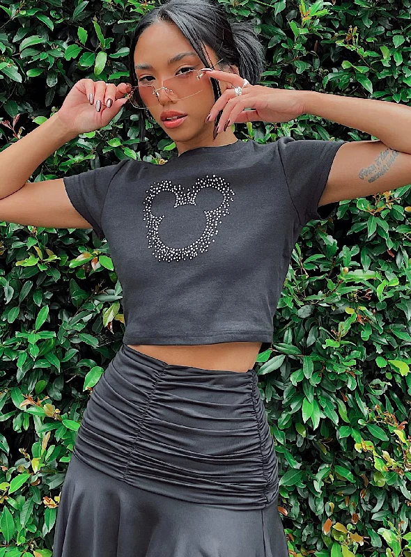 Huge Discounts Disney Mickey Mouse Outline Cropped Tee Black