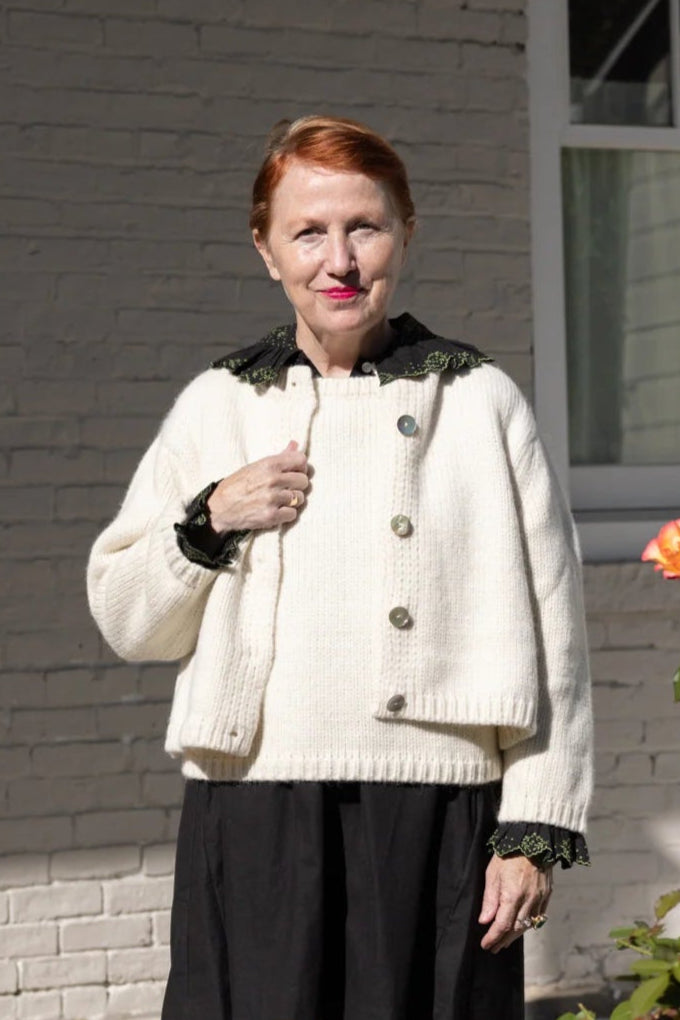 Deep Discounts Sheba Cardigan Sweater- Ivory