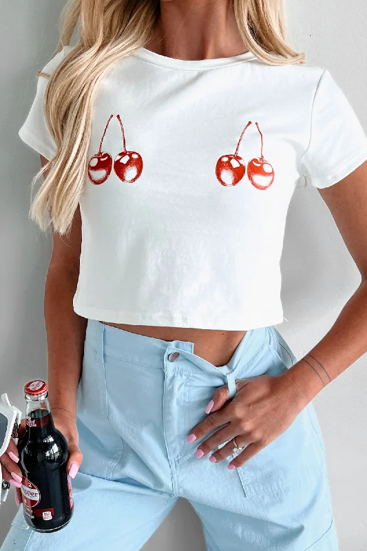 Must-Have Deals Caught You Staring Cherry Graphic Tee (Off White)