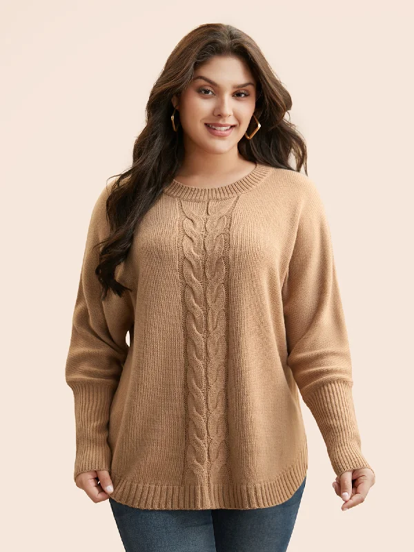 Time-Sensitive Plain Dolman Sleeve Arc Hem Pullover
