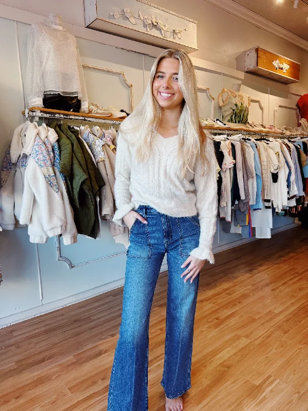 Act Fast Mae Cropped Ruffle Sweater