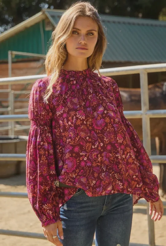 Cash Savings Come Together Cranberry Paisley Top
