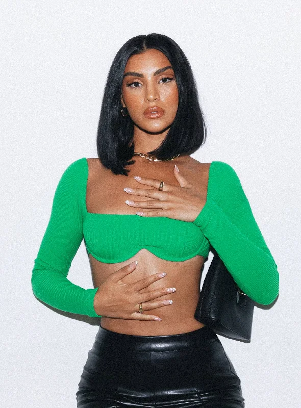Shop Now Becca Long Sleeve Crop Top Green
