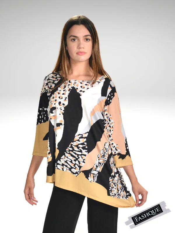 Factory Direct Sale FASHQUE - DIGITAL PRINT ASYMMETRICAL TUNIC - T1000