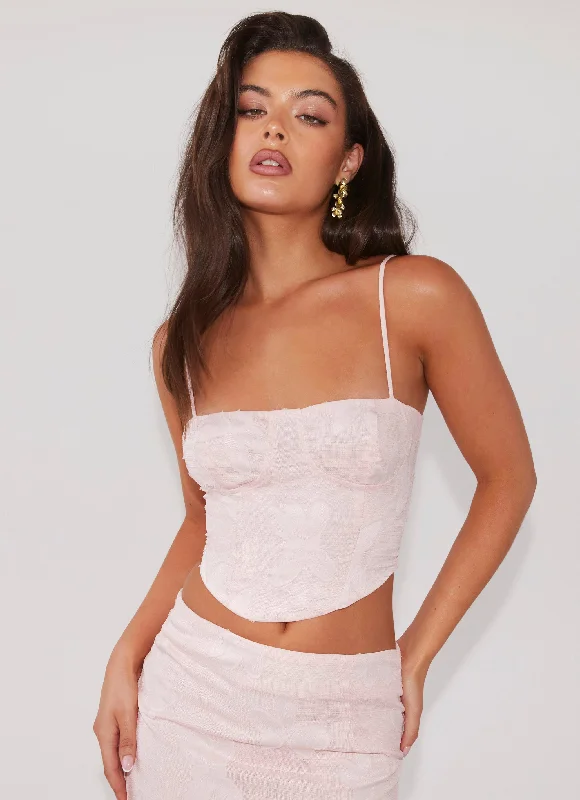 Don't Delay Best Love Lace Up Top - Pink Petal