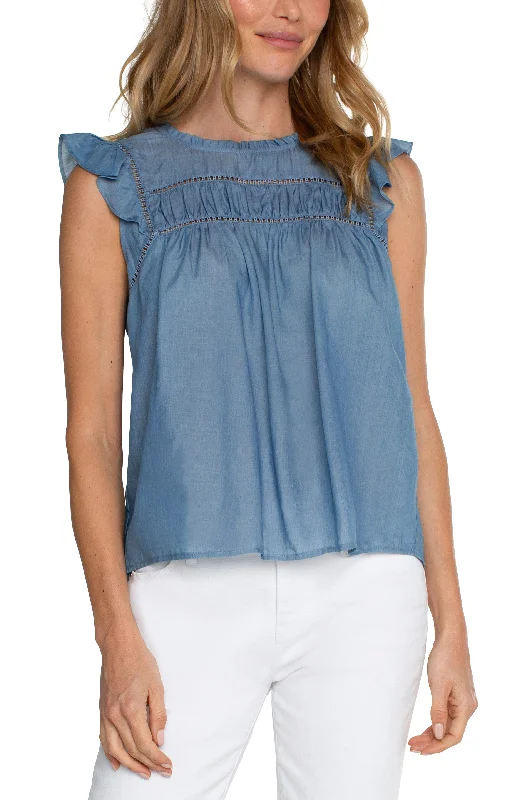 Deal Zone Flutter Sleeve Woven Top
