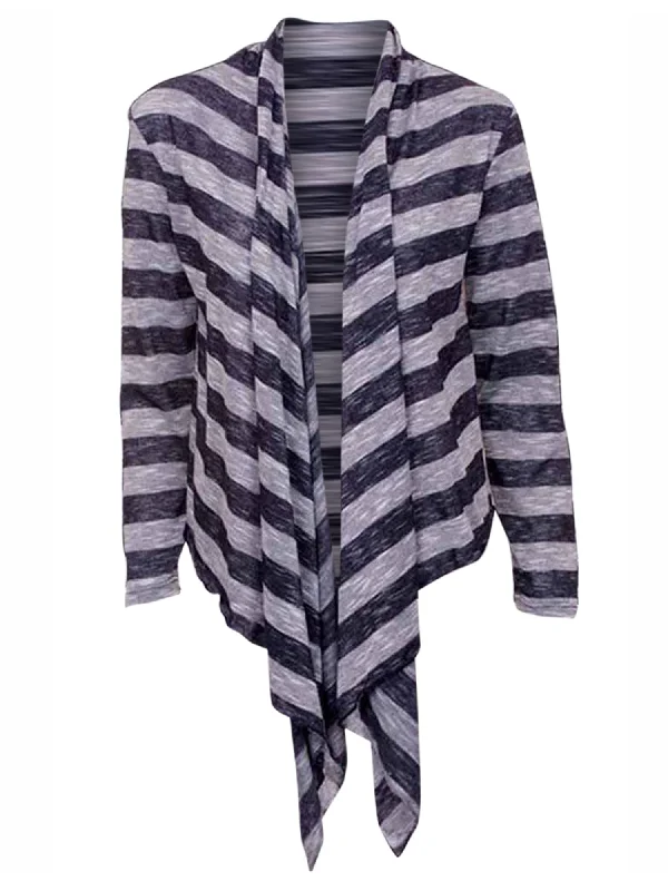 Extra Savings Striped Navy Blue Long Sleeve Flowing Shrug Sweater Size Small