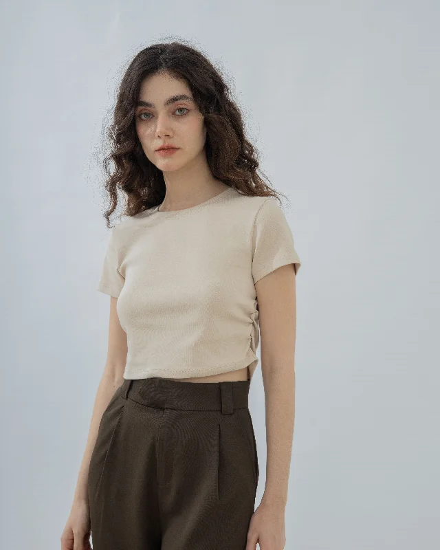 Top Pick Short Sleeve Gathered Waist Tee