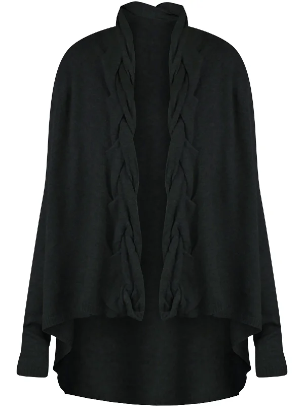 Deal of the Week High-Low Sweater Shrug With Twisted Knit Lapel