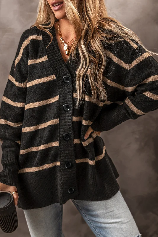 Weekend Deals That Wow Buttoned V Neck Drop Shoulder Loose Cardigan