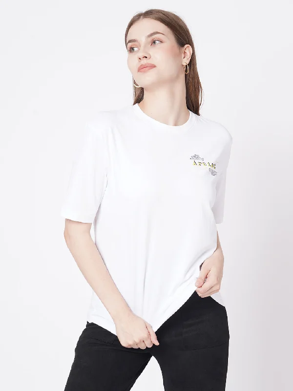 Weekend Savings Spectacular Women Slim Fit White Oversize T-Shirt