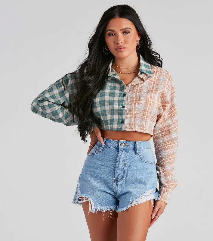 Buy Today Checkin' In Plaid Crop Top