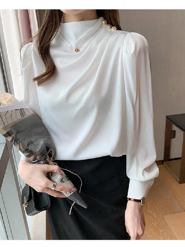 Overstock White Satin Blouse