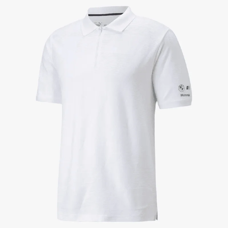 Weekend Discounts to Grab Puma Mens Bmw Mms Jacquard Short Sleeve Golfer White