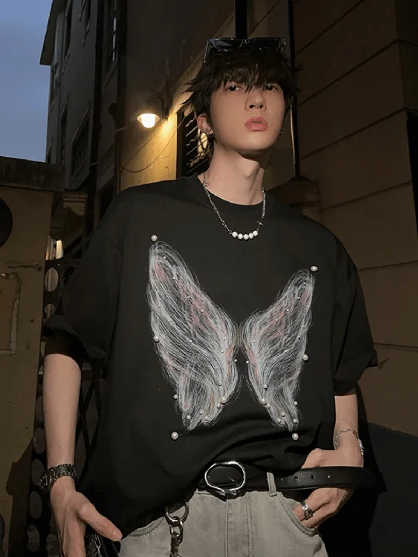 Super Sale [JH HOMME] pearl butterfly print T-shirt na1254