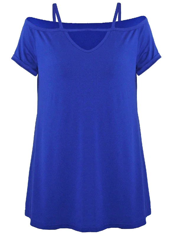 Discount Days Royal Blue Cold Shoulder Womens Top Size Small
