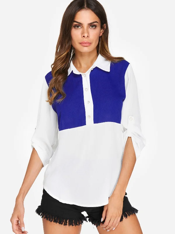 Act Fast Custom White&Button Design Classic Collar T-shirt