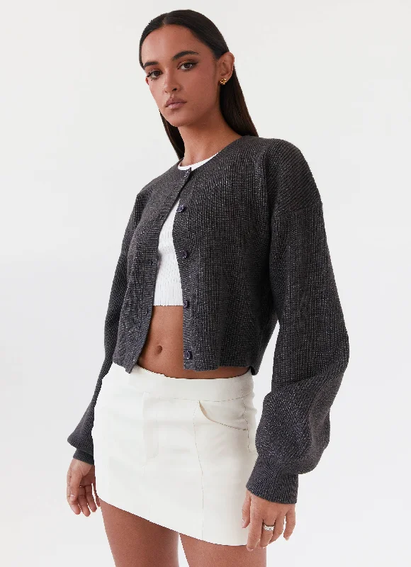 Pay Less Daphne Knit Cardigan - Charcoal