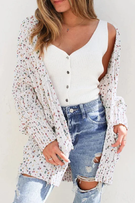 Weekend Deals That Please Confetti Rib Knit Long Sleeve Cardigan